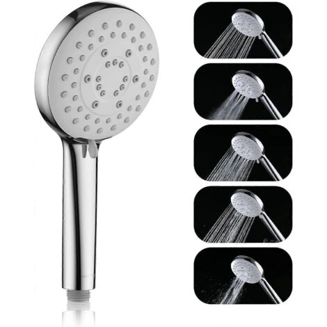 Pommeau de douche haute pression, douchette à main économique en eau avec 5 jets et débit réglable (1/5)