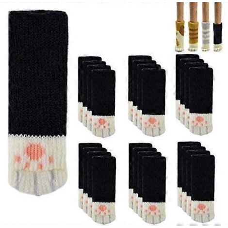 Lot de 24 chaussettes antidérapantes à motifs de pattes de chat pour chaises et sols en bois dur. Protection fiable et mignonne pour meubles et sols. (1/5)