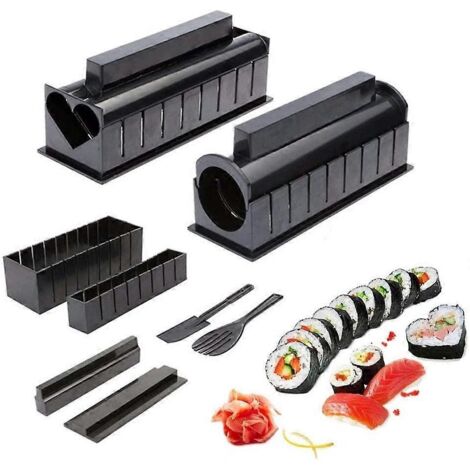 Kit de 10 pièces pour faire des sushis, moules à sushis, moules à rouleaux de riz pour sushis, kit de sushis facile à réaliser soi-même (1/5)