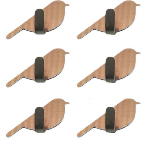 Crochets porte-serviettes muraux adhésifs en acier inoxydable, motif oiseau, pour salle de bain et cuisine, lot de 6, sans perçage (or rose) (1/4)