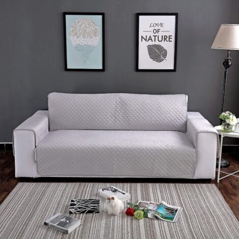 Housse de canapé antidérapante, protection pour canapé et fauteuil (Gris, 2 places) (1/4)