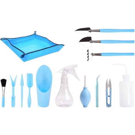 Ensemble de 13 mini-outils pour plantes - Pour bonsaï - Sécateur - Mini râteau - Coupe-bordures (1/5)