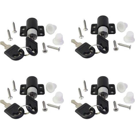 Lot de 4 verrous de sécurité pour portes et fenêtres avec clé, sécurité enfant, verrou pour portes coulissantes et patios. (1/5)
