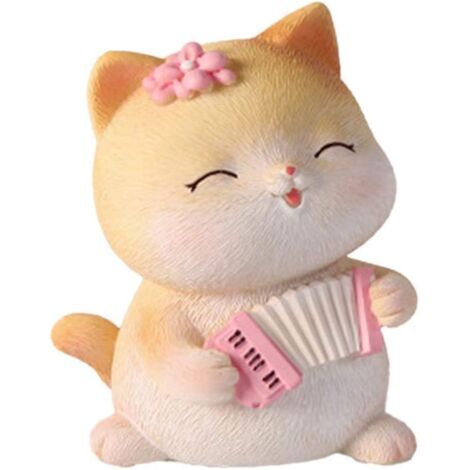 Figurines de chat, décoration de voiture, figurines à tête branlante, objets artisanaux, ornements, accessoires de gâteau, chat en résine réaliste (1/4)