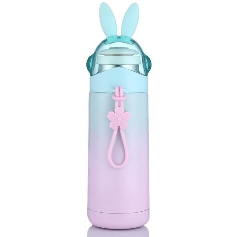 Mug de voyage pour filles, gourde isotherme lapin mignon, bouteille sous vide étanche pour bébé (12 ml). (1/5)