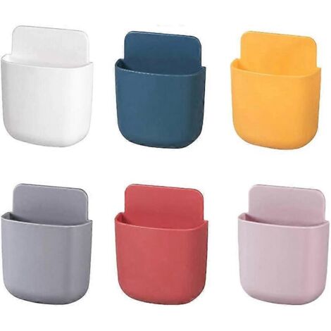 Lot de 6 supports muraux pour téléphone portable, boîte de rangement multimédia, ABS avec crochet. (1/3)