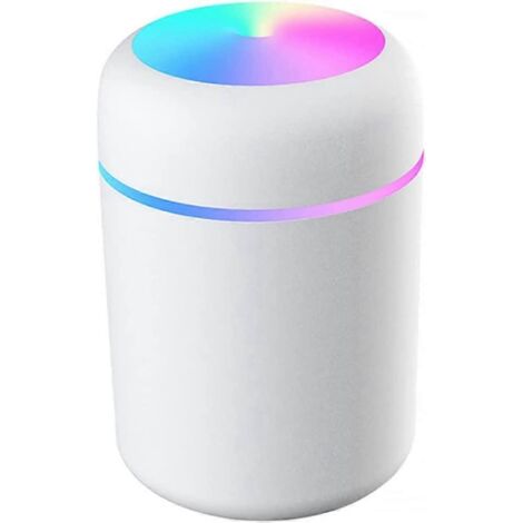 Mini humidificateur USB avec veilleuse LED pour voiture ou bureau, blanc et noir, portable (1/5)