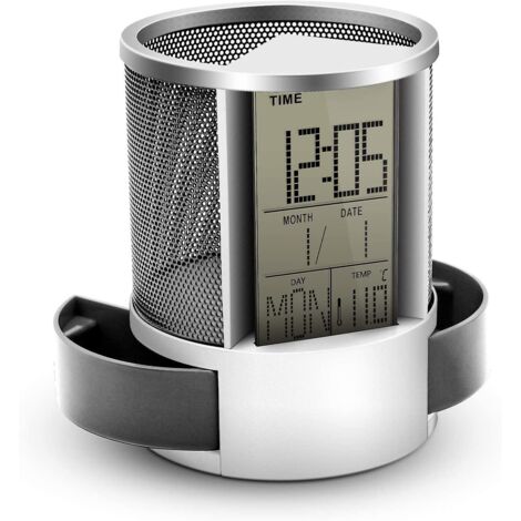 Porte-stylo multifonction, écran LCD de bureau, horloge et réseau, calendrier, heure (1/3)