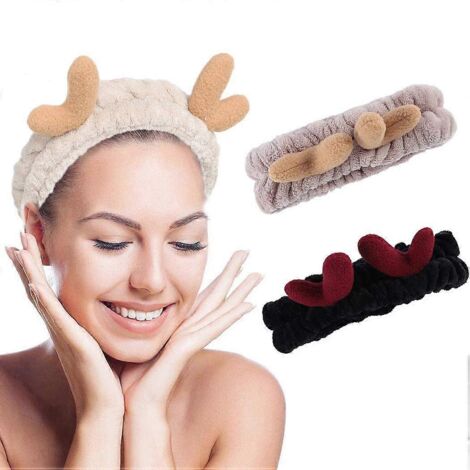 Bandeaux de spa oreilles de cerf, élastiques à maquillage pour le visage, le spa et la douche, parfaits pour le sport et les filles (1/5)
