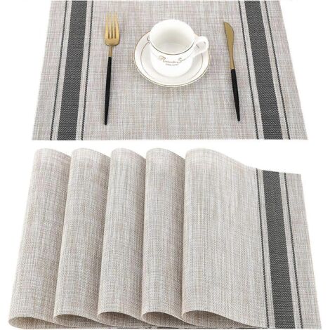 Lot de 6 sets de table en PVC lavables, antidérapants, résistants à la chaleur, faciles à nettoyer et à ranger, 45 cm x 30 cm (1/5)