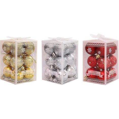 Lot de 3 boules de Noël à suspendre - 18 pièces - Pour sapin de Noël - Incassables - Fête de mariage (1/5)