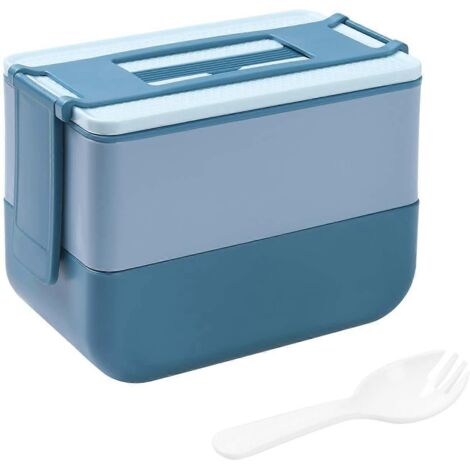 Boîte à lunch, boîte bento à 2 étages avec compartiment, boîte bento pour enfants et adultes, compatible avec le four à micro-ondes (1/2)