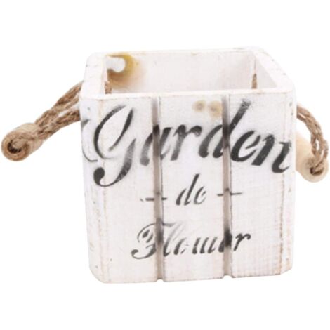 Lot de 2 pots de fleurs vintage en bois, ornements créatifs pour plantes succulentes de jardinage, en pot de bureau (1/5)