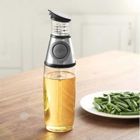Bouteille à huile d'olive, huilier-vinaigrier avec becs verseurs anti-gouttes, doseur d'huile de cuisine, transparent (1/3)