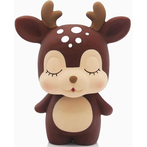 Tirelire cerf mignon de 19 cm de haut (marron) - Petite tirelire incassable en plastique (1/2)