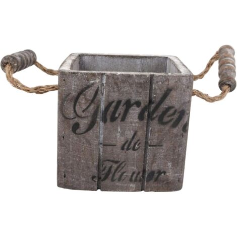 Lot de 2 pots de fleurs vintage en bois, ornements créatifs pour plantes succulentes de jardinage, en pot de bureau (1/5)
