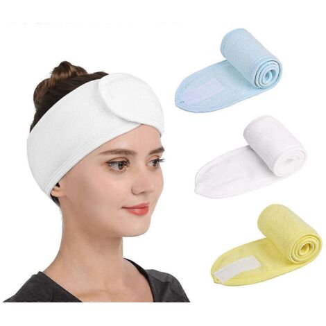 Bandeau de spa pour le visage - Lot de 3 bandeaux pour le maquillage, la douche et le bain, pour les cheveux, de sport, extensibles et ajustables, pour la tête qui transpire (1/5)