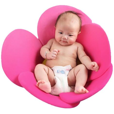Coussin de bain pour bébé KAKIBLIN Flower, coussin de bain confortable pour bébé de 0 à 6 mois (rouge) (1/5)