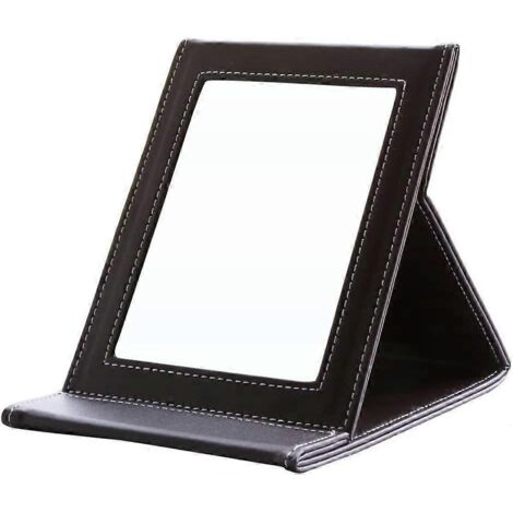 Miroir de voyage en cuir, miroir de poche, miroir compact (marron) (1/4)