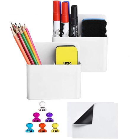 Porte-marqueurs magnétiques pour tableau blanc, organiseur pour stylos et effaceurs (1/4)