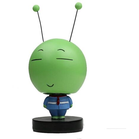Figurine chenille verte mignonne à tête oscillante pour tableau de bord de voiture (sourire) (1/3)