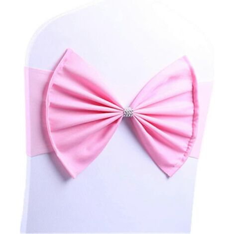 Bandes extensibles en spandex pour chaises de mariage, housses de chaises avec nœud papillon pour décoration d'événements de mariage, d'hôtel (rose, 10) (1/4)