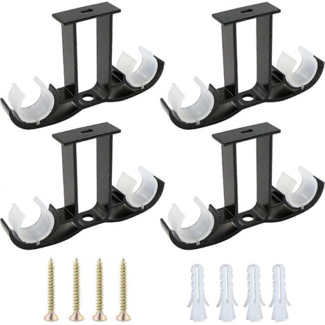 Lot de 4 supports de tringle à rideaux réglables - 14 x 8,2 cm - Crochets muraux avec vis