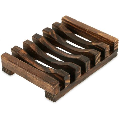 Porte-savon en bois, distributeur de savon, égouttoir rectangulaire pour lavabo de douche, fait main. (1/4)