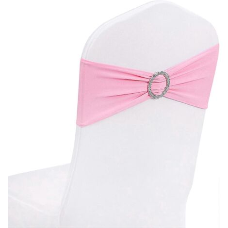 Lot de 25 nœuds de chaise en spandex rose avec boucle coulissante pour décoration de mariage et de fête (1/5)