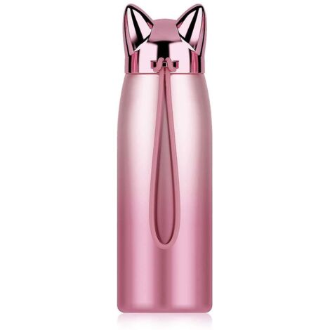 Bouteille isotherme chat, thermos mignon en acier inoxydable pour enfants et filles, étanche et sous vide, idéale pour les voyages. (1/3)