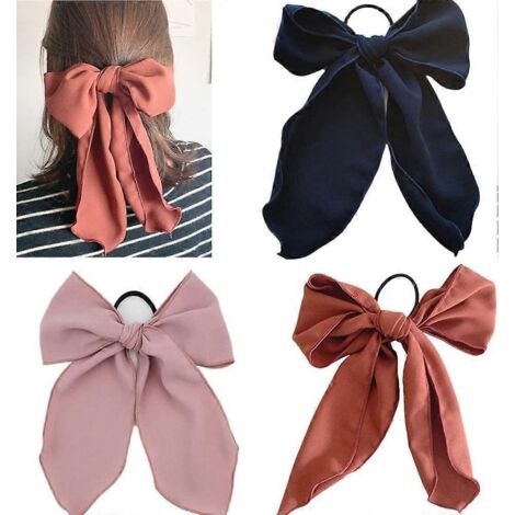 Lot de 3 élastiques à cheveux avec nœud papillon, chouchous en mousseline, attaches pour queue de cheval (1/5)
