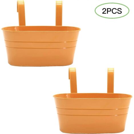 Lot de 2 pots de fleurs suspendus en métal, seaux de fleurs en métal, seaux pour clôture (1/5)