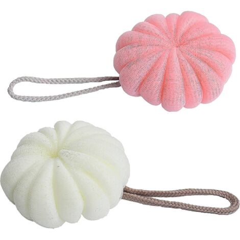 Lot de 2 éponges de bain luffa en maille, pour le corps et le gommage. (1/5)