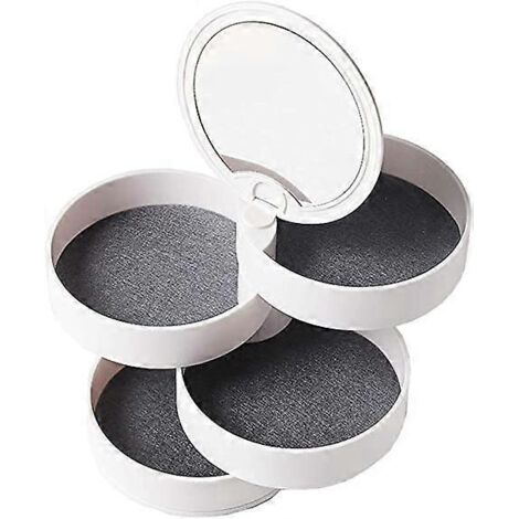 Boîte à bijoux pour femme - Boîte à bijoux à 4 niveaux avec rotation à 360° - Petite boîte de rangement pour colliers, bracelets et boucles d'oreilles (1/4)