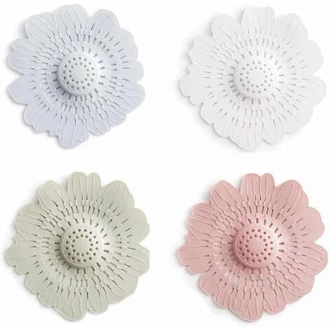 Lot de 4 grilles de vidange en silicone faciles à installer pour évier, filtre à cheveux, filtre pour évier de cuisine (1/5)