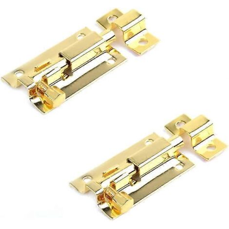 Lot de 2 verrous de porte en acier inoxydable, 7,6 cm, pour portes intérieures, verrou de sécurité, doré, 89 x 29,3 mm (1/4)