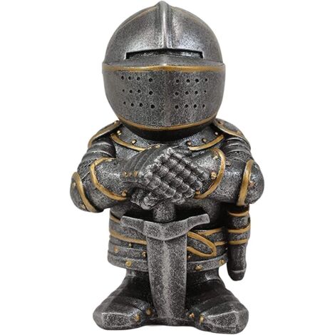 Nain de jardin, statue de jardin, gardien, armure de chevalier, sculpture, figurine de nain de jardin (1/4)