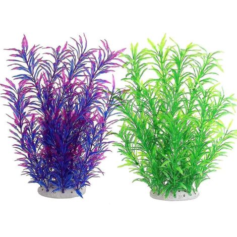 Plantes aquatiques artificielles, lot de 2 grandes plantes d'aquarium en plastique, décorations pour aquarium (32 cm). (1/2)