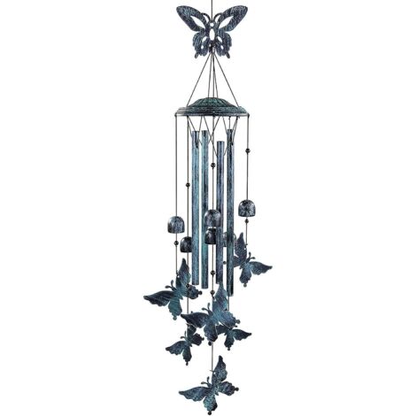 Carillon éolien d'extérieur à 4 tubes en aluminium - Carillon papillon avec crochet en S, décoration à suspendre (1/5)