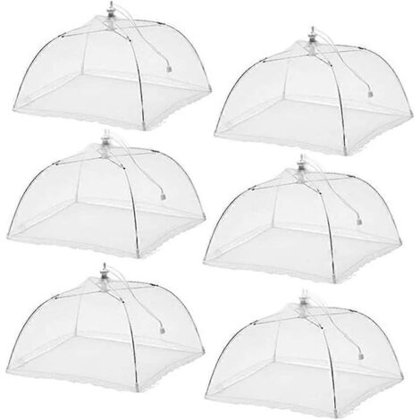Lot de 6 grands parasols pliants en filet, 43 cm (17 pouces), réutilisables et pliables, pour l'extérieur. (1/2)
