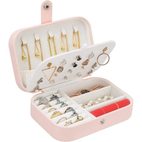 Boîte de rangement de voyage pour bijoux, petite boîte à bijoux pour bagues, colliers et bracelets (bijoux exclus) (1/5)