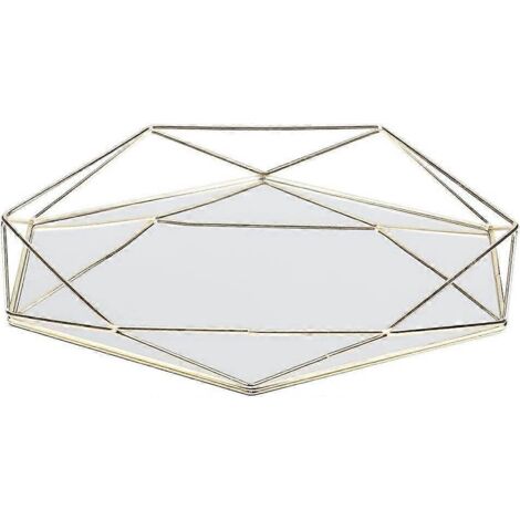 Boîte miroir en métal doré pour cosmétiques, décoration, bijoux, organisateur en verre et métal pour coiffeuse, Bat (1/3)
