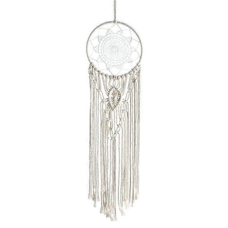Attrape-rêves mural en macramé, décoration bohème chic soleil lune étoile. (1/4)