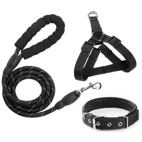 Ensemble collier, laisse et harnais pour animaux de compagnie, laisse longue réglable de 160 cm, kit de dressage robuste (lot de 3) (1/5)