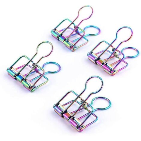 Pinces à reliure, pinces métalliques, trombones creux, couleurs arc-en-ciel fantaisie, pour dossiers et documents (1/5)
