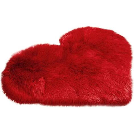 Tapis d'hiver uni en laine imitation, forme de cœur, peluche douce et décorative pour salon, table, canapé ou chambre. (1/5)