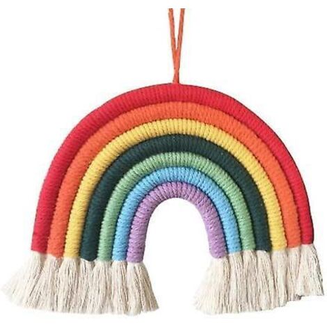 Décoration murale en macramé arc-en-ciel pour chambre d'enfant (1/4)