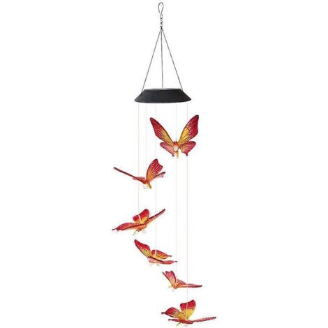 Lampe solaire LED papillon carillon éolien lumière décorative pour jardin extérieur/intérieur (1/5)