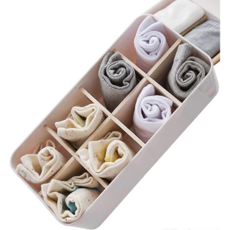 Boîte de rangement en bois de camphre à 8 compartiments pour chaussettes et sous-vêtements (1/4)