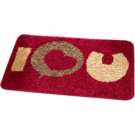 Tapis de bain rouge antidérapant, tapis de bain épais en fausse fourrure, tapis de douche lavable et ultra-absorbant (1/5)